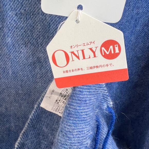 Japanese Cashmere Wrap Wide Scarf Colorblock Blue Modern Unisex - Picture 6 of 9